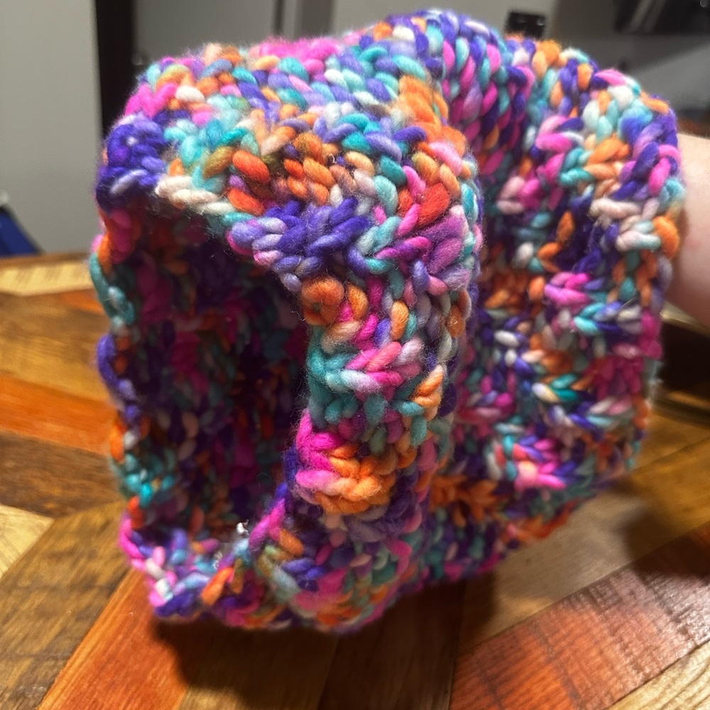 Colorful Hand- Knitted Scarf/Cowl